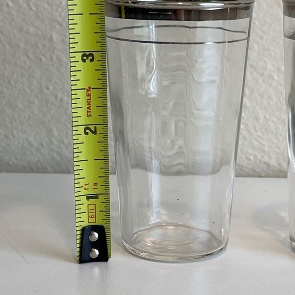 Macbeth-Evans Glass Company Optic Rib Silver Platinum Rim Juice Glasses set of 2 - Picture 5 of 7